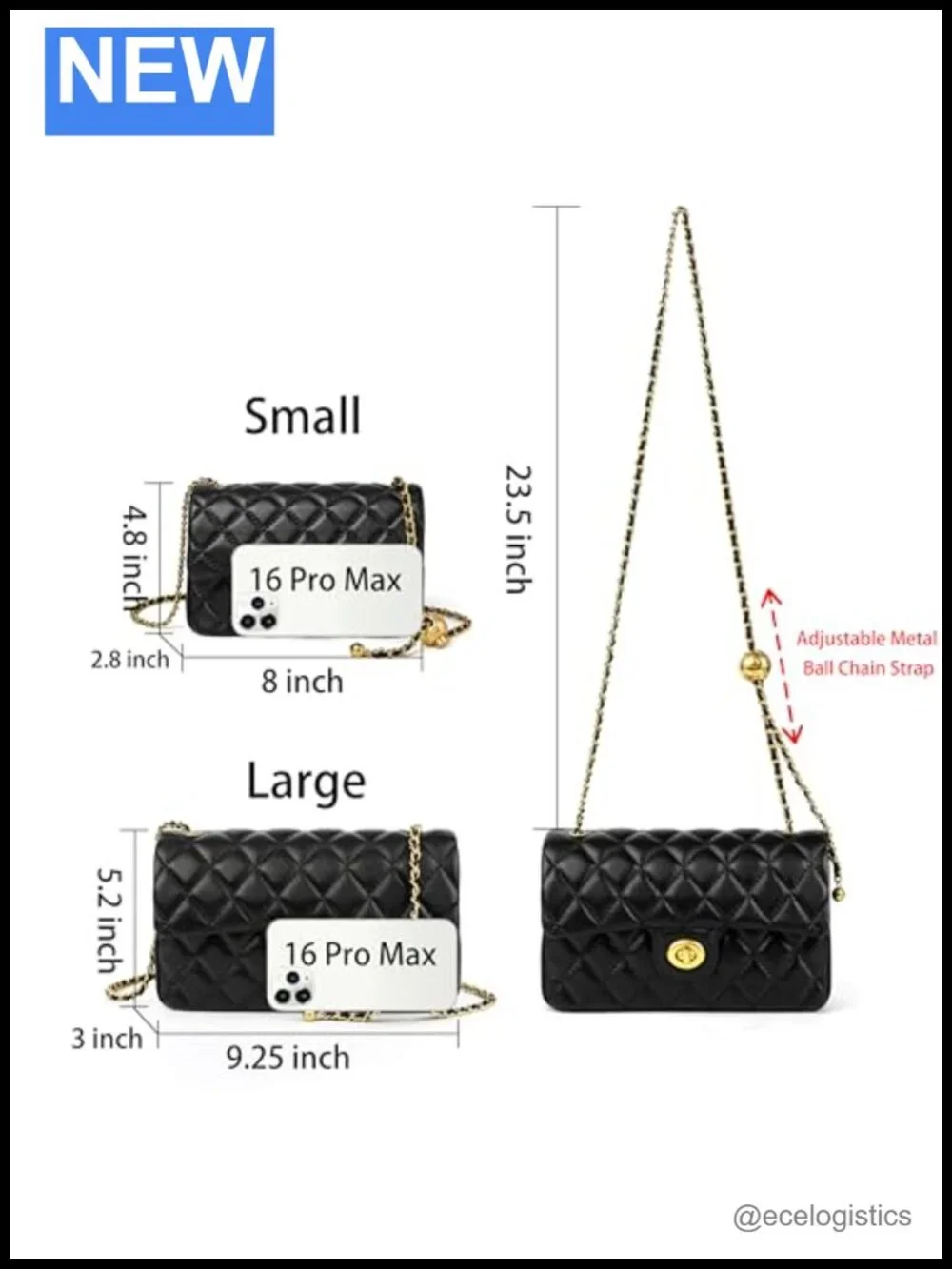 Genuine Lambskin Leather Quilted Crossbody Purse Small Bag